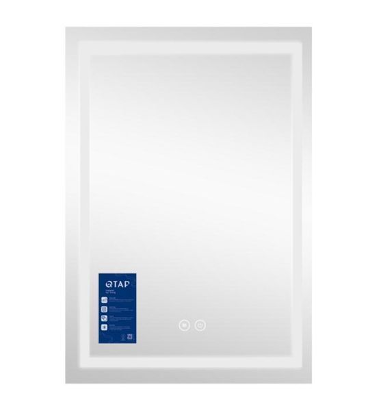 Дзеркало 60х80 з LED-підсвіткою Touch, з антизапотіванням, з годинником, димером, рег. яскравості 30640 фото