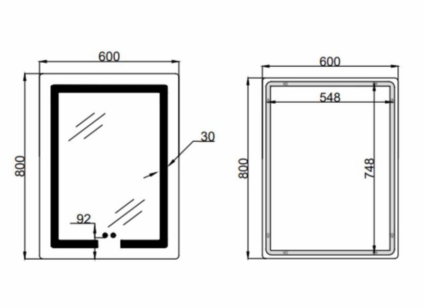 Lidz дзеркало 60х80см з LED-підсвіткою Touch, з антизапотіванням, з димером, рег. яскравості 48449 фото