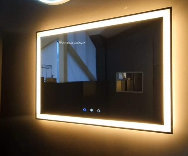 Дзеркало з Led підсвічуванням у чорній металевій рамі 5720 фото