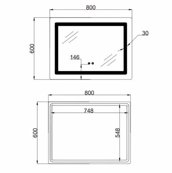 Lidz зеркало 80х60см с LED -подсветкой Touch, с антизапотеванием, с диммером, рег. яркости 48446 фото
