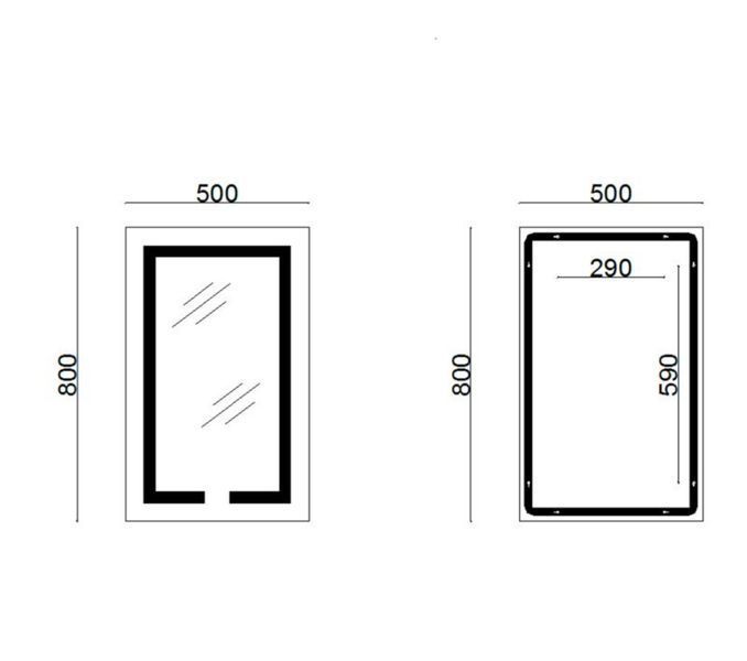 Lidz дзеркало 50х80см з LED-підсвіткою Touch, з антизапотіванням, з димером, рег. яскравості 800х500 46210 фото
